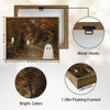 Cute White Ghost Autumn Forest Path Vintage Farmhouse Halloween Canvas Wall Art