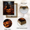 Black Cat Witch Hat Glowing Jack O Lantern Dark Forest Halloween Canvas Wall Art