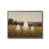 Three Cute Ghost Wild Daisy Meadow Vintage Farmhouse Halloween Canvas Wall Art