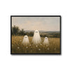 Three Cute Ghost Wild Daisy Meadow Vintage Farmhouse Halloween Canvas Wall Art