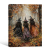 Three Vintage Witches Autumn Misty Forest Halloween Canvas Wall Art