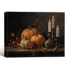 Dark Moody Fall Pumpkin Candle Still Life Vintage Farmhouse Canvas Wall Art