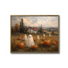 Vintage Farmhouse Pumpkin Field Cute Ghost Old Country House Halloween Canvas Wall Art