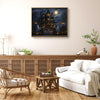 Full Moon Haunted House Ghost Jack O Lantern Halloween Canvas Wall Art