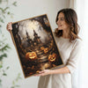 Spooky Haunted House Jack O Lantern Forest Halloween Canvas Wall Art