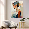 abstract beautiful woman wall art painting above the sofa