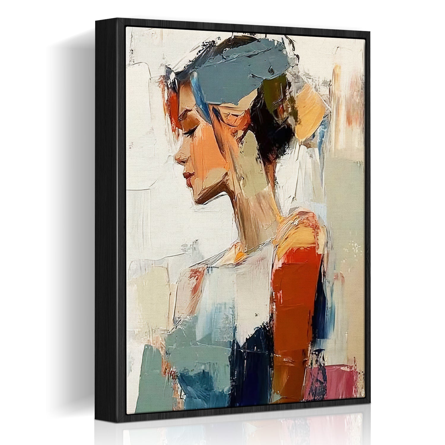 black frame wall art painting abstract beautiful woman