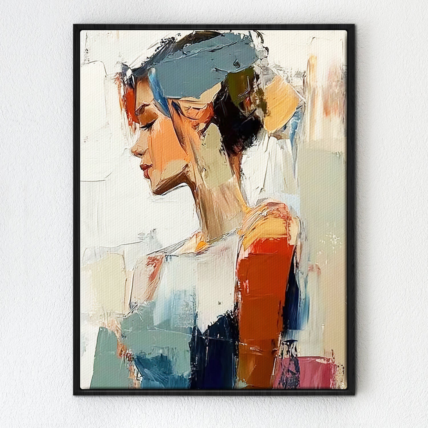 black frame wall art painting abstract beautiful woman