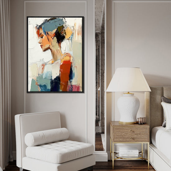 black frame wall art painting in the living room