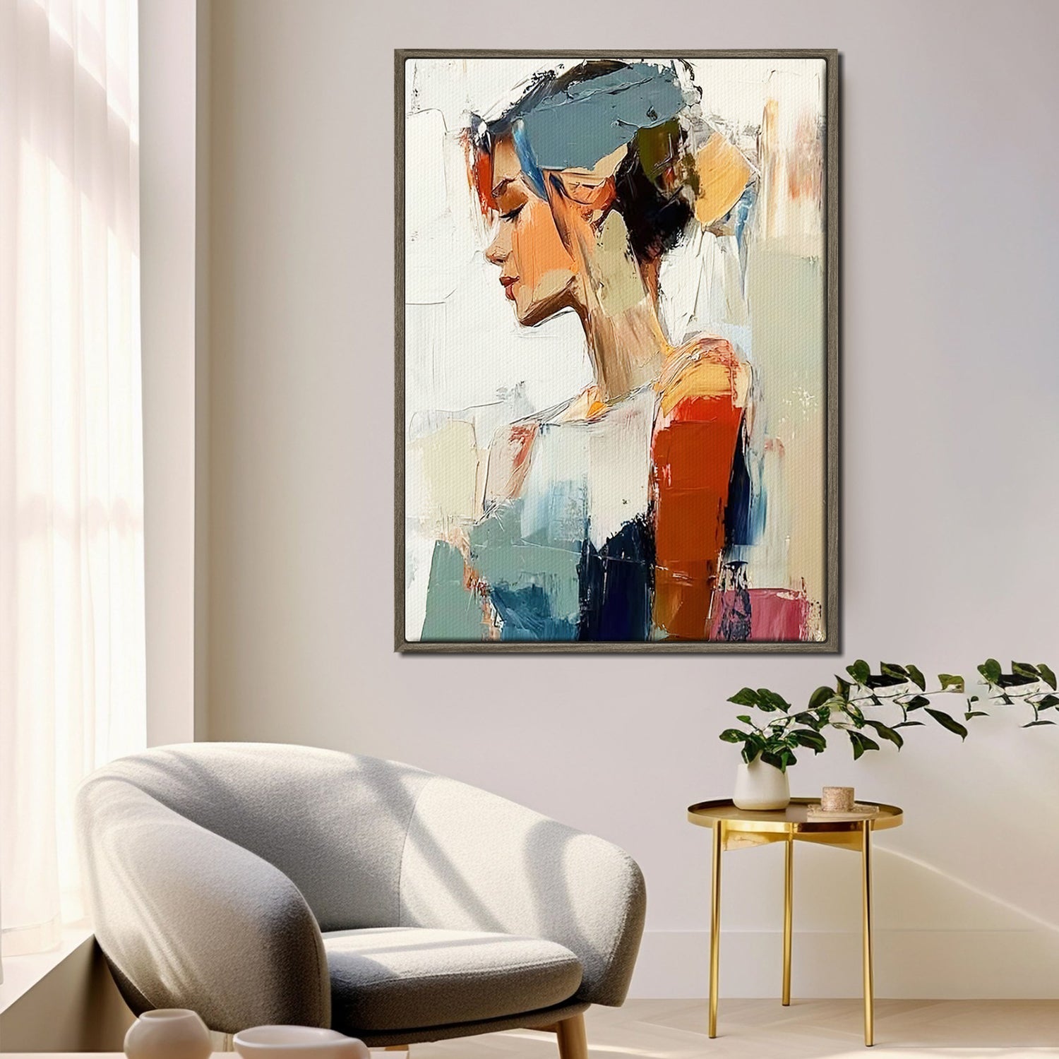 coffee frame wall art women painting above the sofa