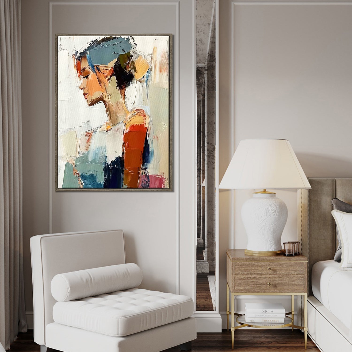 coffee frame wall art women painting in the living room