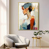 gold frame wall art women painting in the living room