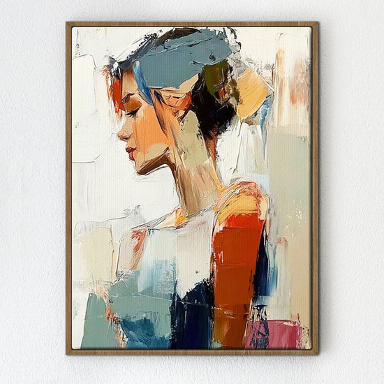light oak color frame wall art women painting