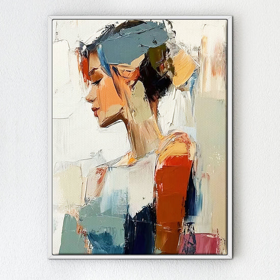 white frame wall art women painting