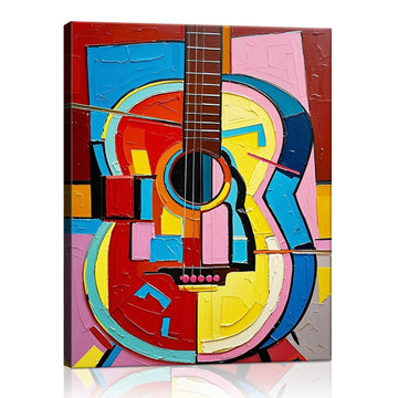 wall art painting colorful abstract guitar 