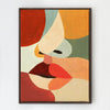 wall art canvas,abstract human face painting, brown frame