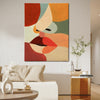 wall art abstract woman face painting in living room