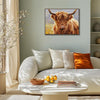 coffee frame wall art canvas depicts highland cattle