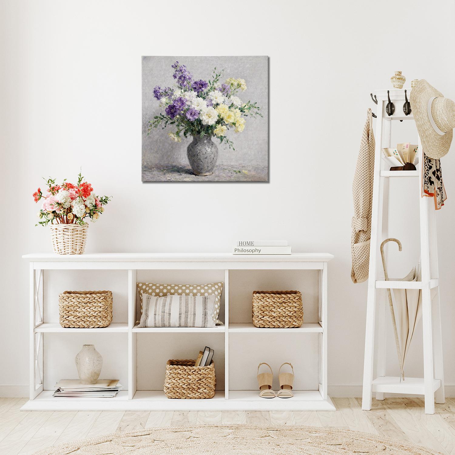 living room wall art colorful flowers 