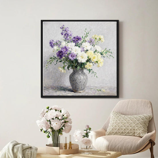 black frame wall art colorful flowers 