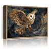 wall art print flying owl light oak frame