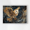 wall art print flying owl white frame 