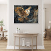 wall art print flying owl white frame ,living room decor