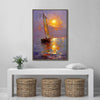coffee frame sailboat on the sea at sunset canvas print