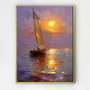 gold frame wall art canvas sailboat on the sea at sunset