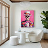 wall art canvas hang on the wall depicts skeleton in a suit