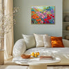 gold frame wall art canvas painting depicts a colorful sea of ​​flowers