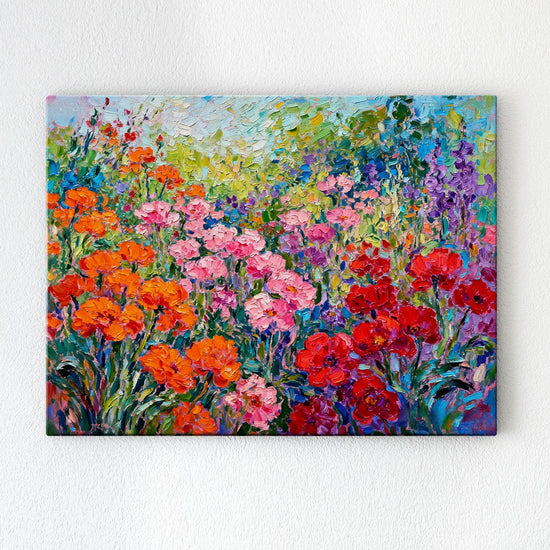 wall art canvas painting depicts a colorful sea of ​​flowers