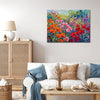 wall art canvas painting in the living room depicts a colorful sea of ​​flowers