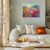 white frame wall art canvas painting depicts a colorful sea of ​​flowers