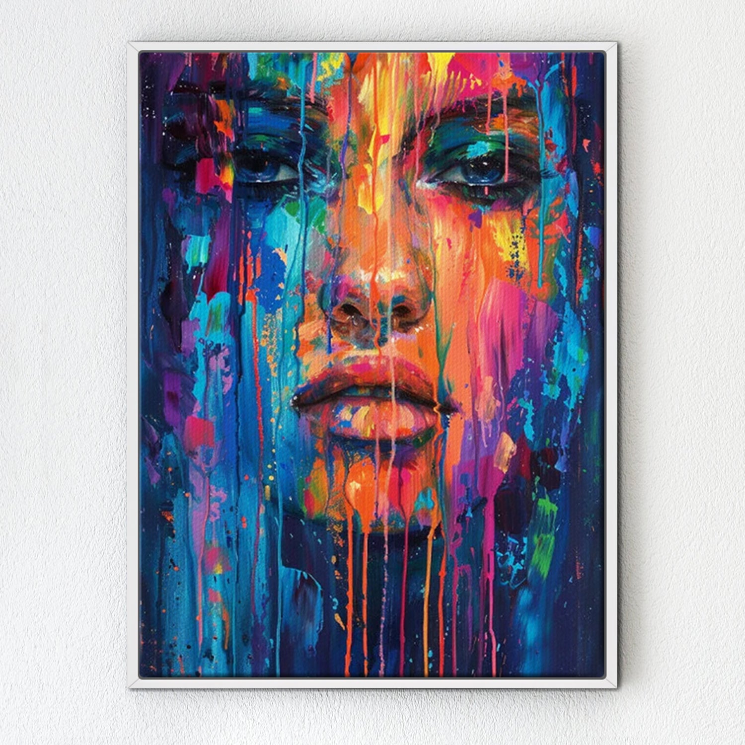 white frame abstract beautiful woman wall art painting