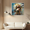 white frame flower goddess canvas print in the living room